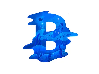 B animals aquarium blue blues design illustration letter lettering letters procreate sea texture type ux ui design