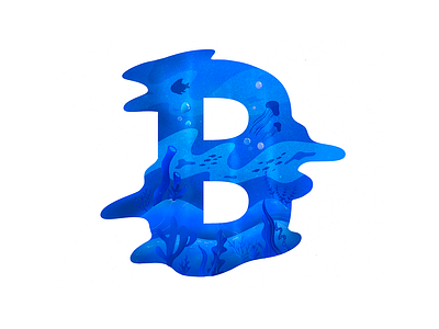 B animals aquarium blue blues design illustration letter lettering letters procreate sea texture type ux ui design