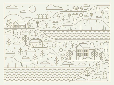 Illustration | Line Art Scene No.1 city color design doodle exploration freelance fun gold illustration illustrator landscape line art lineart lines linework scene illustration scenes strokes style vector