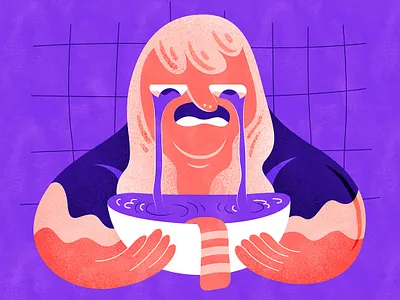 Cry me a bowl | 以泪洗面 chinese cry design face flat fourchars hiwow idiom illustration tears vector