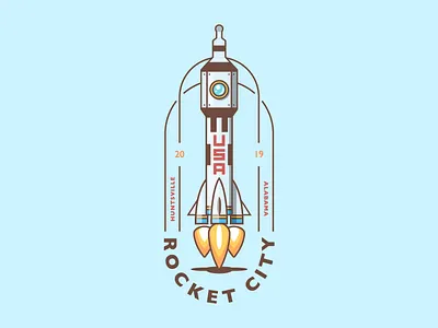 Rocket City badge city design illustration logo rocket space spaceship