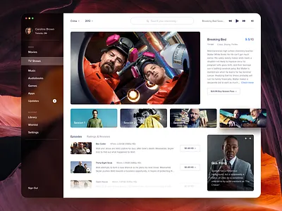 Media store idea - Media details app clean details gallery list movie player price shop tv ui video web