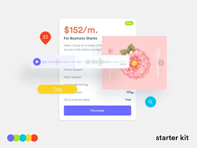 Starter Kit card carousel color gallery palette player pricing purchase ui ui kit uiux