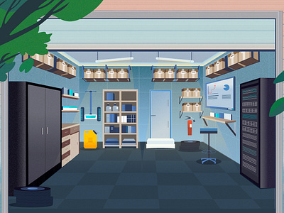 Garage illustration cartoon design digital drawing graphic design illustration illustration art ui vector web webdesign