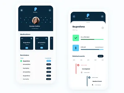 My pills - Medication reminder app 2019 concept daily ui design drugs iphone iphone x medication medicine mobile pharma pills reminder sketch ui