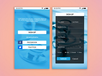 Sign Up Interface for Hospital app design hospital app log in mobile app register form sign in sign up form signup ui ux welcome screen