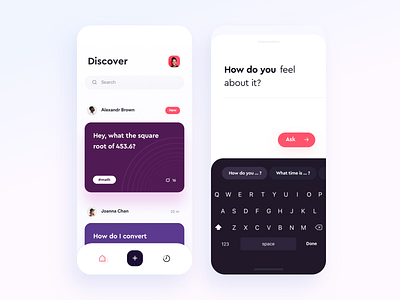 ask smth app brandnew clean design minimal simple ui white