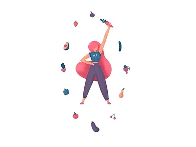 Cooking power! color cooking fruit illustration power veggies women