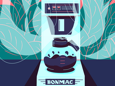 The Buy Me Stand coffee flow illustration leaves pink procreate purple teal
