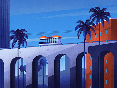 Trolley art clean design illustration nature sky texture urban