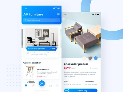AR Furniture app ui
