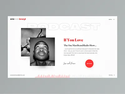 One Man Brand Radio // Podcast Page black black lead blogger clean creativity design desktop homepage layout main media minimal typography ui ux web website