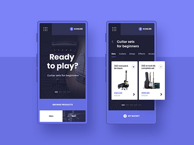#3.1 Photo & Design android app application buy dark ecommerce flat guitar insturment iphone mobile music phone product records shop slider store ui ux