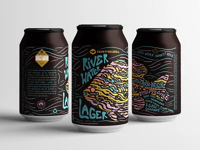 Fayettechill X OBC arkansas beer beer can branding craftbeer hand lettered illustration ozarks typography