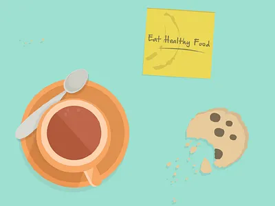 Post it: Eat healthy food breakfast coffee cookie food healthy note pending post it