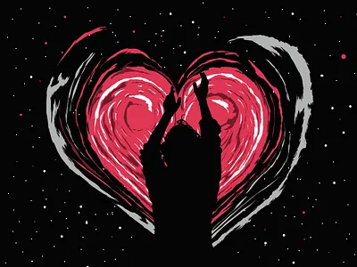 Red Heart adobe beauty black boy dark desire digital art feelings illustration illustrator love magic night nightlife pixels red stars ui vector vectorart