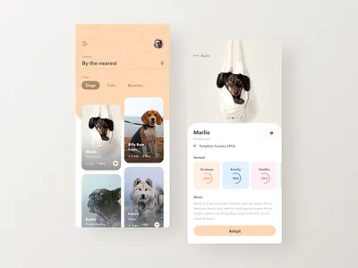 Better experience for pet adoption app design fireart fireartstudio minimal mobile ui ux
