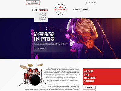 The Reverie Studio - concept1 music studio photoshop webdesign