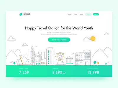 Homepage for City Hotel apartment building city home homepage hotel icon ilustration line travel ui uidesign webdesign website