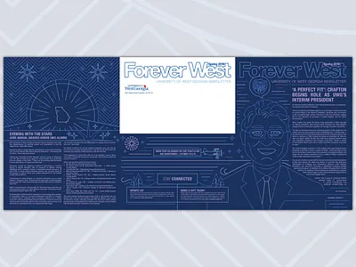 Forever West S2019 #1 alumni design illustration newsletter print design single line weight single weight university of west georgia uwg vector