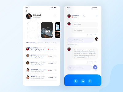 Leaving A Message Ui app ui application ui blue clean color creative illustration inspiration iso message app minimalistic mobile app mobile app design mobile ui ui uidesign ux