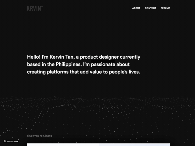Krvin.com Homepage biomark black and white edukasyonph homepage kervin tan krvin landing page minimal minimalist philippines product design product designer startup typography ui design web design