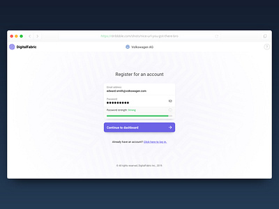 Account registration - DigitalFabric account clean dashboard design desktop flat login minimal password register saas ui user ux web