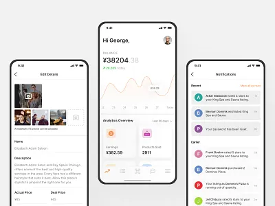 Vendor App app card dashboard design icons notifications profile sketch statistics ui ux vendor