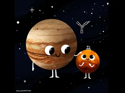 Planets and Explorers childrens book childrens book illustration cute art digital art digitalartist illustration juno jupiter mars mars rover planets rover satellite space star stars