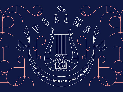 The Psalms (Full Attached) banner bible birds blue blue and white harp heart line art nature pink psalms the