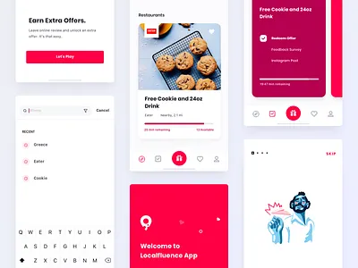 localfluence application brandnew card clean discover interface light minimal mobile mobile ui onboarding search simple ui white