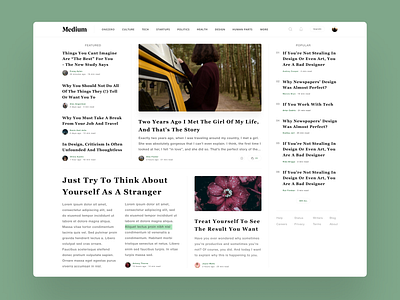 Medium Homepage design concept design identity medium read redesign ui ux web website