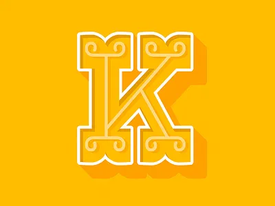 K country design illustration illustrator k lettering ornament type typography vector vintage yellow