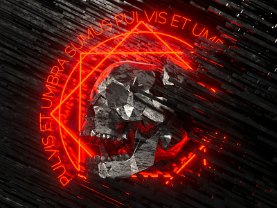 Skull IV. We are but dust and shadow. 3d abstract abstract 3d abstract art artwork blender blender3d dark design gray neon neon colors neon sign pixel sort red skull skull a day skull art skulls
