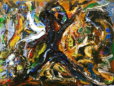 Indian War Dance by BRUNI abstract art colorful art culture fine art indian indian paintings paintings people war dance