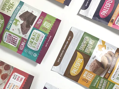 Paleoful food illustration modular package design packaging pouch typography vibrant