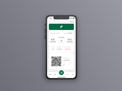 Frontier Airlines E-Ticket airline airplane airport app booking clean ios iphone minimal passenger ticket travel ui