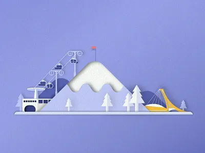 Mont_Saint-Bruno chairlift landscape montreal mountains papercut resort ski stadium tree winter