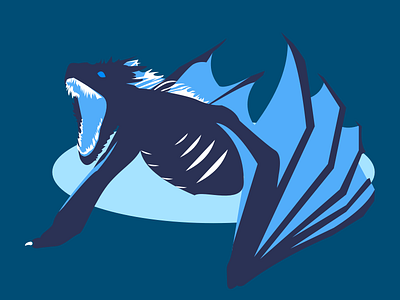 (37/100) White Walker Dragon 100 day challenge blue dead design dragon dragons fantasy flat game of thrones got ice illustration medieval minimal sketch tv show undead vector