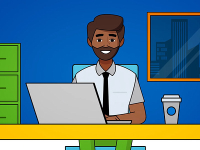 Protecting Yourself Online character character design coffee credit union flat identity theft illustration laptop office password vector