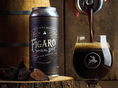 Figaro beer beer label branding brewery brewery logo craft beer design flourish fruit gold logo northwest oregon ornament ornate packaging pnw portland vintage wood