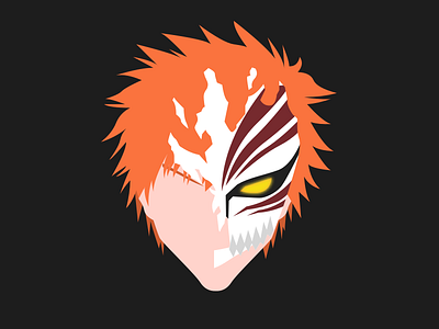 (40/100) Ichigo Kurosaki 100 day challenge anime dark design fan art flat hollow ichigo illustration japan japanese mask minimal minimalist orange reaper soul soul reaper souls vector