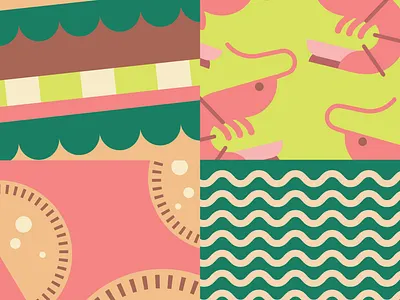 International Fair burger empanada food noodles pattern ramen seafood shrimp