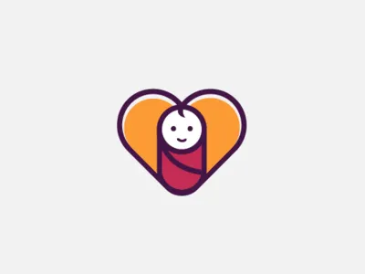 Babylove Logo abstract baby fun mascot modern playful