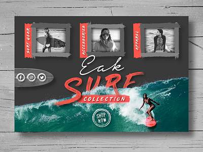 Eak Surf Collection Landing Page branding design graphic design homescreen icon illustration landing page lettering logo type typography vector web website