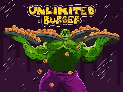 Hungry HULK charecter design design game graphic design illustration typography ui