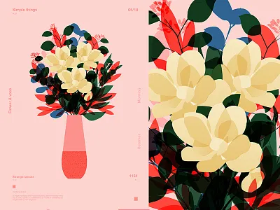 Summer Flowers abstract composition floral floral background form fragment illustration laconic layout lines minimal poster poster a day poster art poster challenge