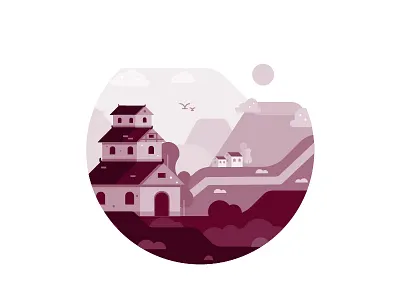 Imperial Palace Illustration cityscape illustration illustration design japan monochrome mountain simple illustration tokyo vector art vector illustration