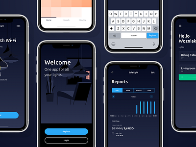 Smart Led App UI Screens app clean dataviz illustration ios istanbul kudret projectmind smarthome ui ux