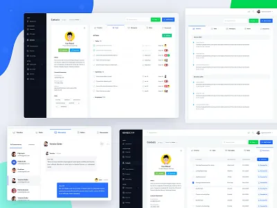 KingsCRM Web Application admin contacts dashboard listing messsage notes table task manager tasks timeline ui ux
